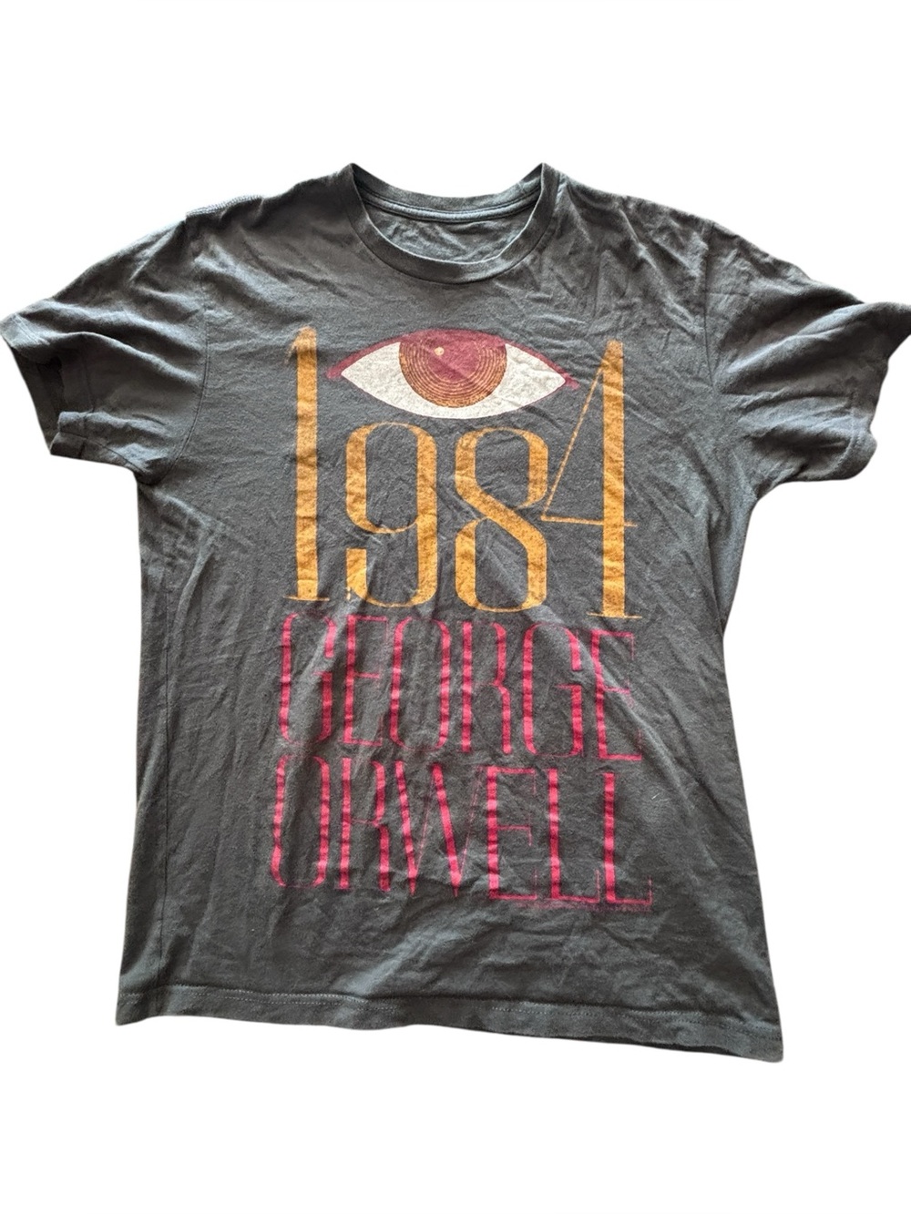 George Orwell 1984 Eye Graphic T-Shirt Charcoal Grey Literary Tee